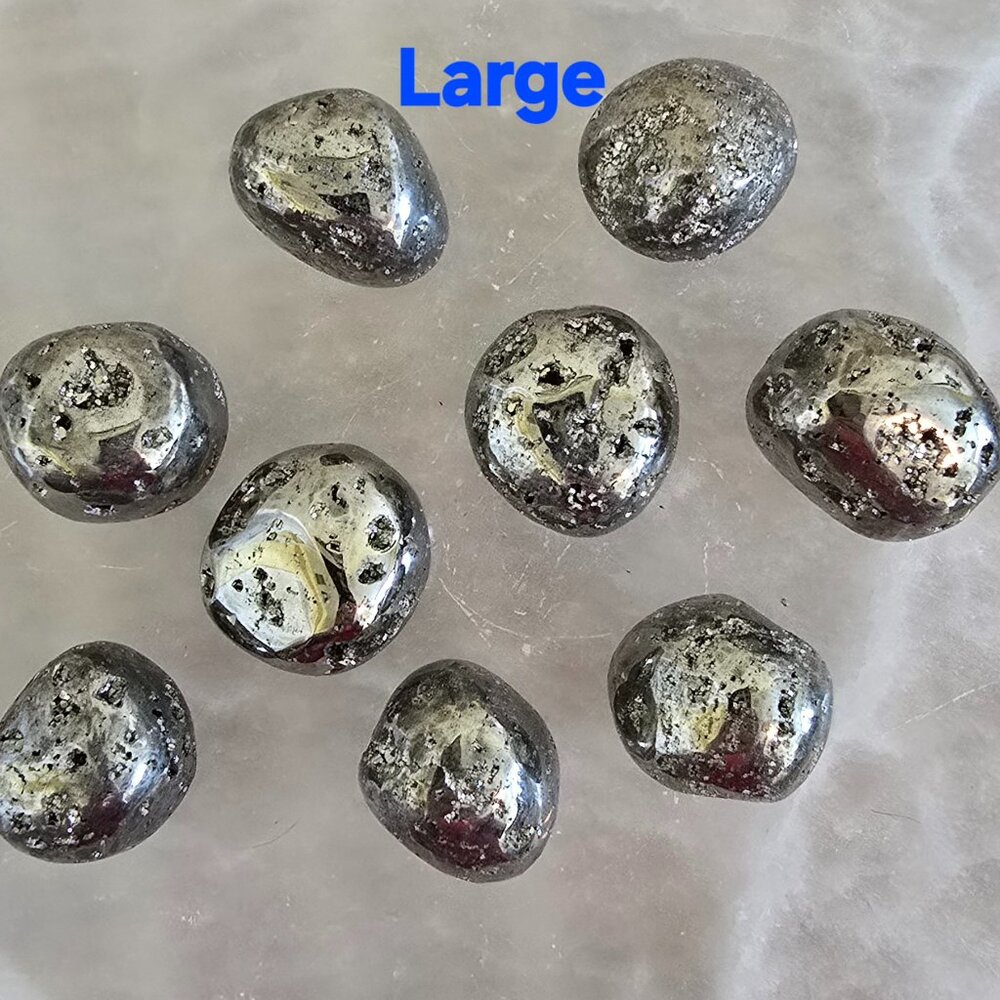 Large - Peruvian Pyrite Tumbled Stone – Prosperity & Protection (One Piece)